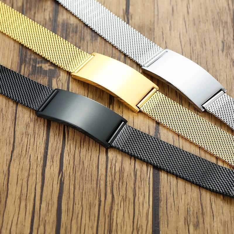 Vnox 10/16mm Adjustable Bracelets for Men Women Mesh Band Stainless Steel Metal Unisex Casual JewelryC250411