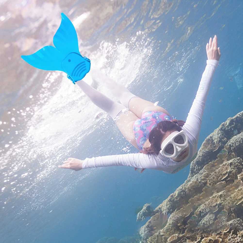Childrens mermaid tail flip childrens silicone fin diving shoes swimming equipmentY250412