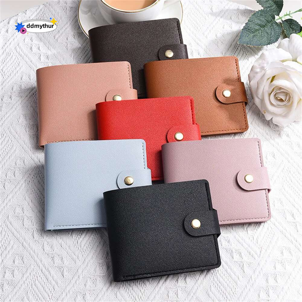 Pu Leather Small Short Wallet Bag Multi Card Holder Students Ultra-Thin Cowhide Coin Purse Clip Clutch Pouch For Men Women ddmythur
