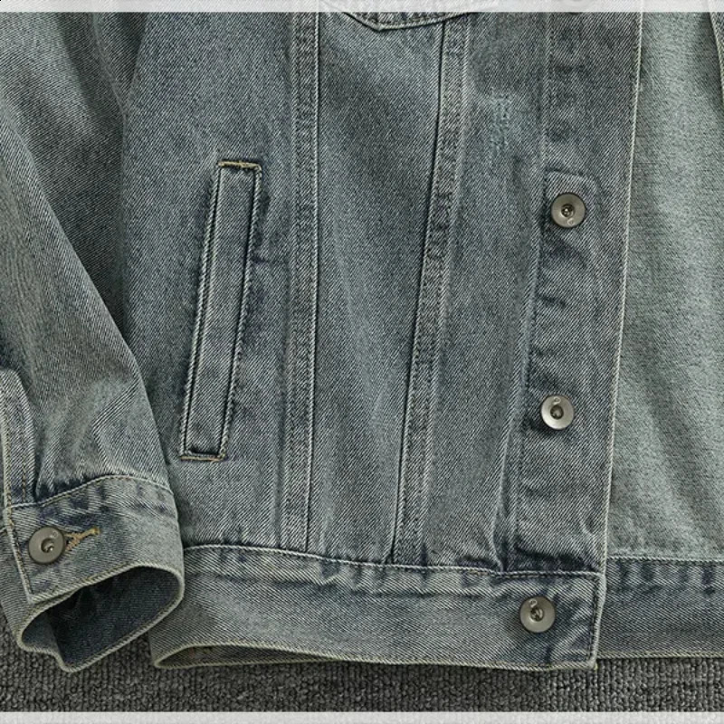 Autumn and winter cargo jacket mens casual European and American khaki retro denim shirt 250411