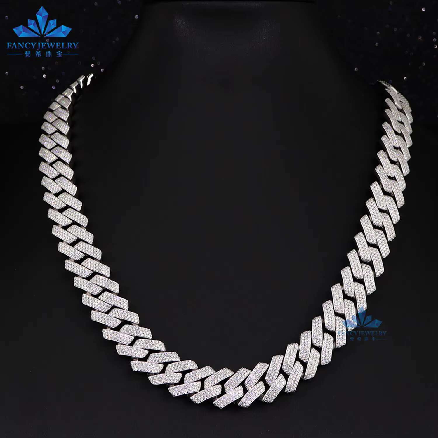 High Quality Cubana Hip Hop Jewelry 15mm 925 Sterling Silver VVS Moissanite Diamond Iced Out Cuban Link Chain Necklace for Men