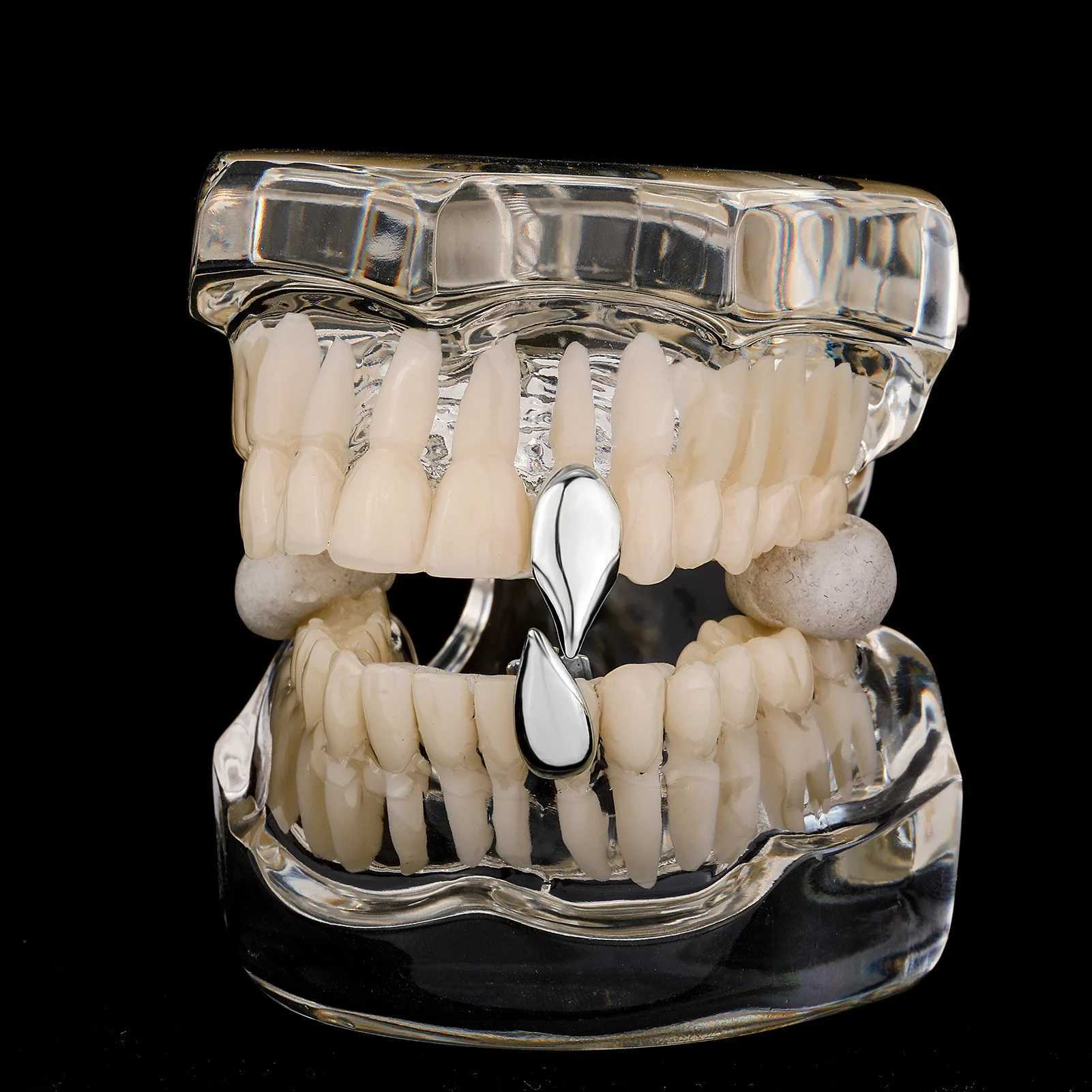 1 piece of hip-hop single tooth grill suitable for men women gold silver copper detachable tooth grill Halloween role-playing tooth jewelry W250412