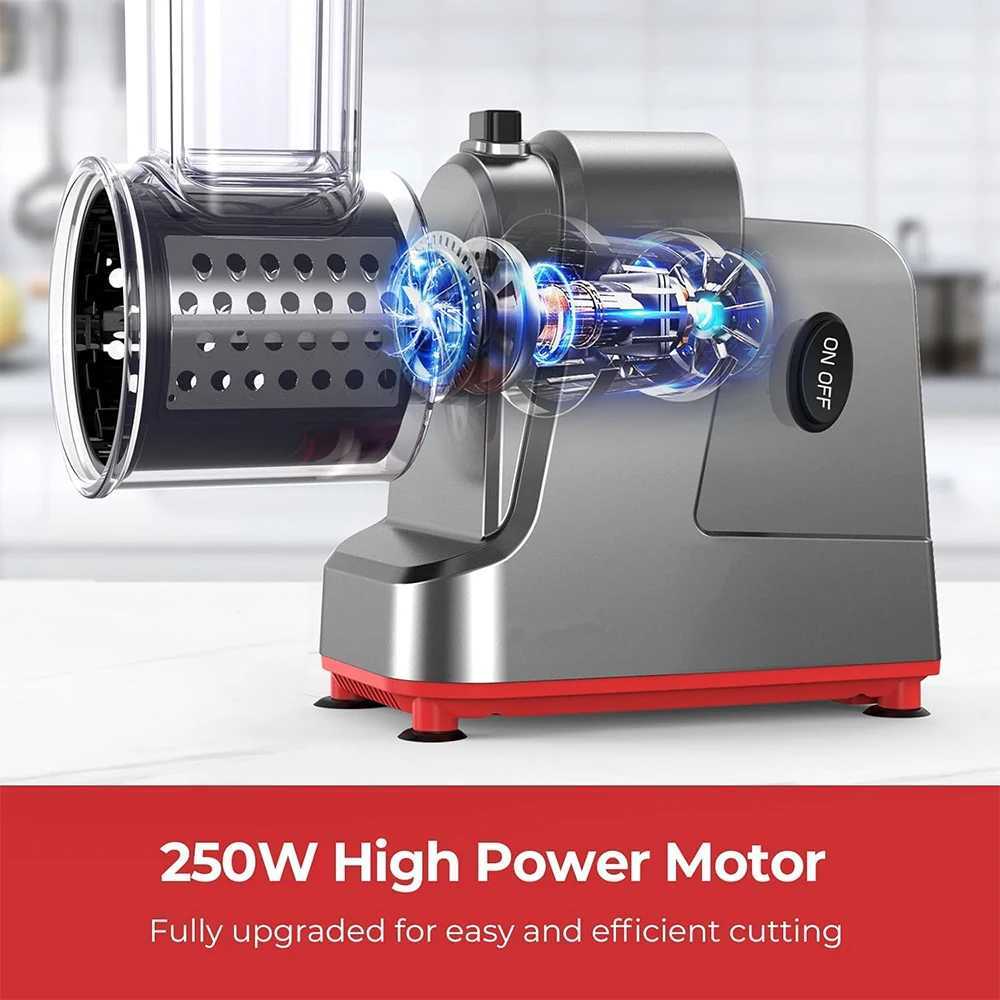 LMETJMA 250W 5 in 1 Electric Vegetable Slicer Shredder Automatic Salad Shooter Machine Cheese Grater Carrot Cabbage Cutter JT253 L251112