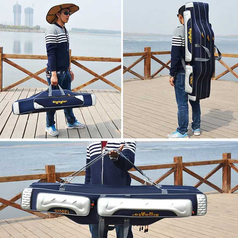 Belly Fishing Bags 2/3 Layer 80/90/120/130cm Waterproof Outdoor Fishing Rod Bag Large Capacity Mens Fishing Storage Case XA93G Z250411