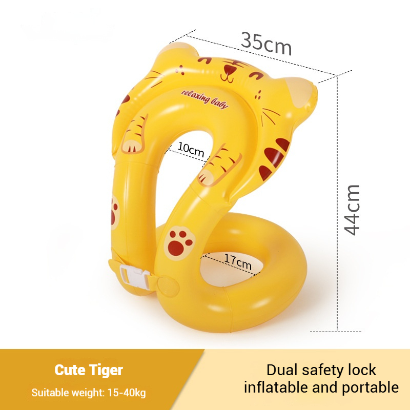 2025 Summer S-Type for Ages 3-8, Eco-Friendly PVC Blue Underarm U-Type Swim Ring with Double Airbags, Swimming Aid