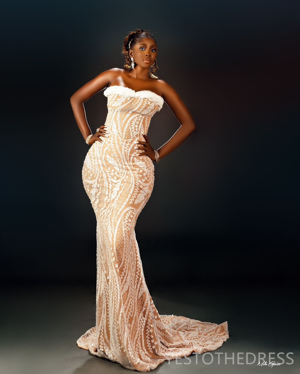 2025 Plus Size Ivory Prom Dress Detachable Train Mermaid Prom Dresses Evening Formal Gowns For Special Occasions Beaded Birthday Second Reception Gown