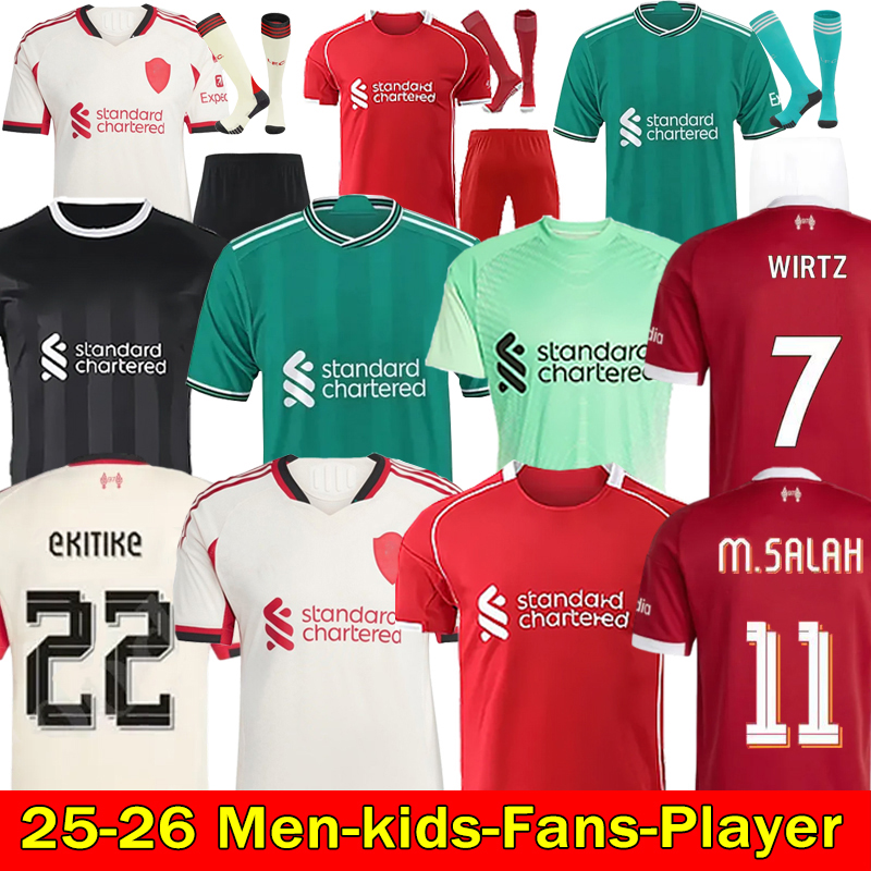 NEW 25 26 LFC soccer jerseys MAC ALLISTER EKITIKE ISAK ALEXANDE GAKPO WIRTZ Salah jersey fans player football shirt Mens Kids Kit sock Full sets 2025 2026 seasons