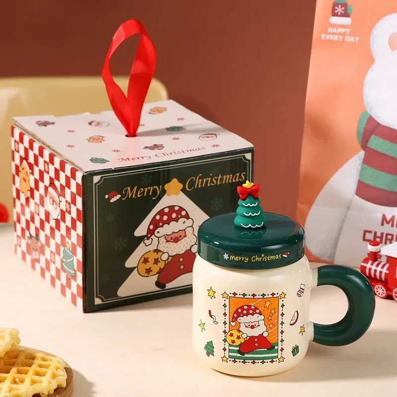 Christmas Christmas gifts Ceramic cups with LIDS spoons cartoon mugs high appearance level creative New Year gifts and souvenirs Y251112