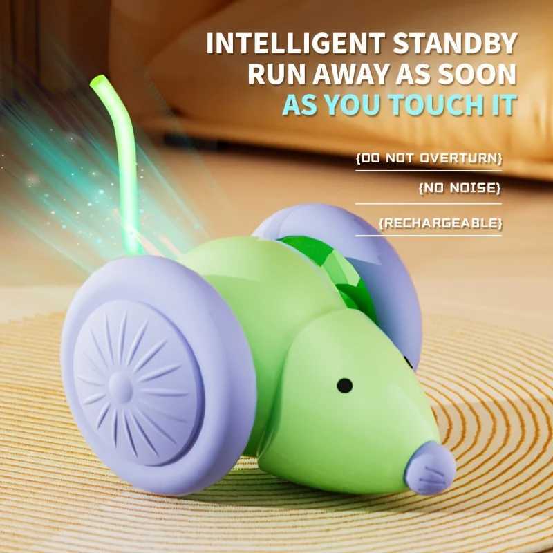 Interactive cat toy with glowing tail mouse USB charging silicone stimulating curiosity suitable for all cat breeds Y250412