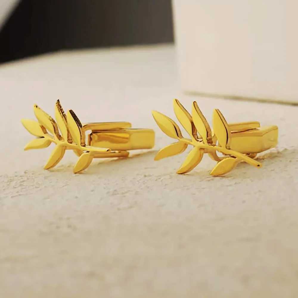 Personalized olive branch pattern cufflinks fashionable stainless steel customized cufflinks Fathers Day husband giftT250412