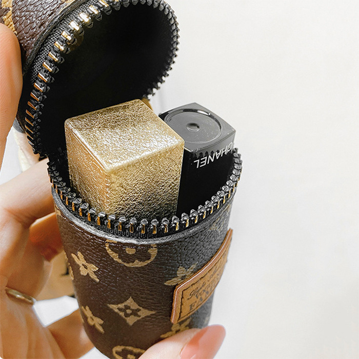 Women's Ins Retro Printed Mini Lipstick Cosmetic Bag 2024 New Small Earphone Key Pendant Pouch Coin Purse