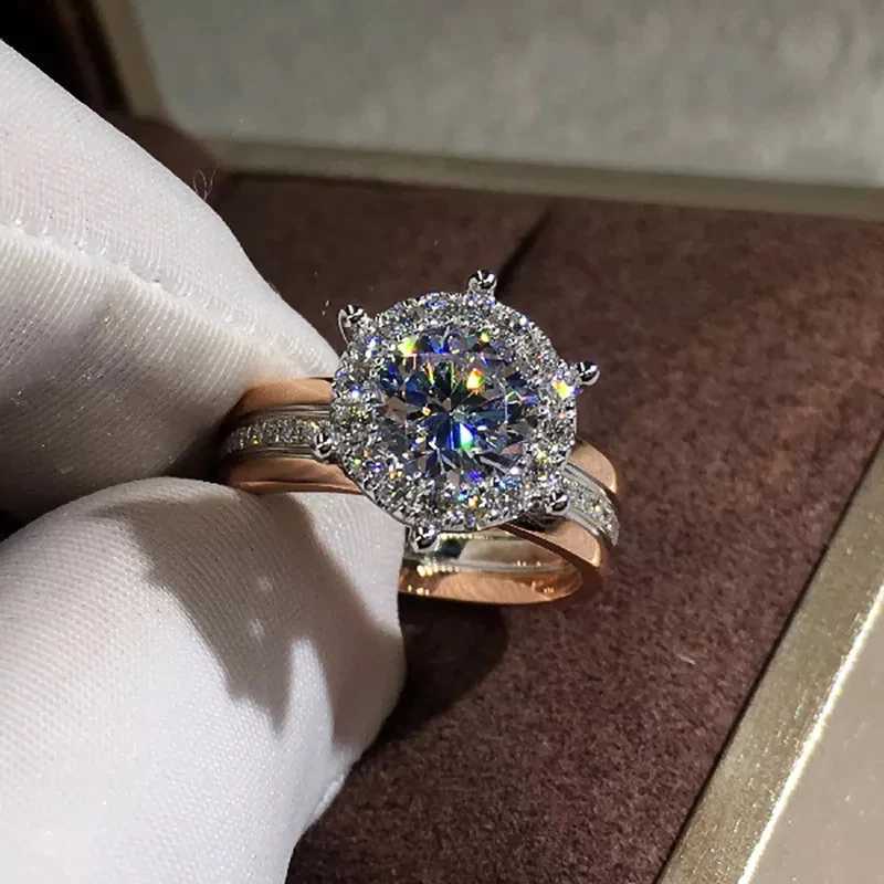 Round classic 4 Cls design bride engagement and wedding ring AAA dazzling cubic zirconia hot selling timing style womens jewelryXJ250412