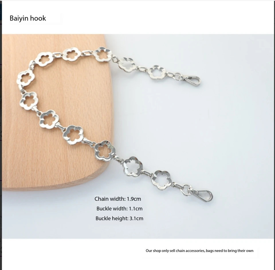 Ins Flower Chain Decorative Bag Hanging Chain Metal Shoulder Bag Hand Strap Metal Chain Silver Chain 250411