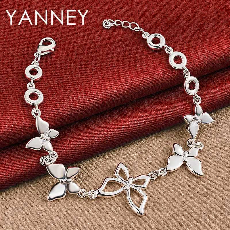 Womens 925 Sterling Silver 8 Inches Exquisite Butterfly Bracelet For Wife Fashion Charm Gifts Wedding Party JewelryC250411