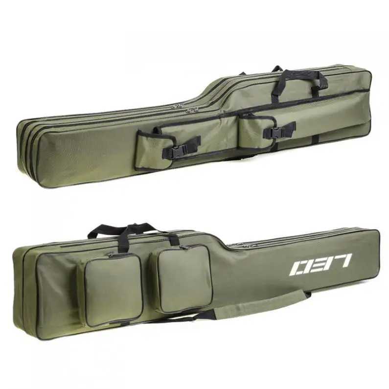 1.3m Double Layer Large Capacity Collapsible Carp Fishing Rod Bags Multi Pocket Sea Fishing Tackle Foldable Package Z250411