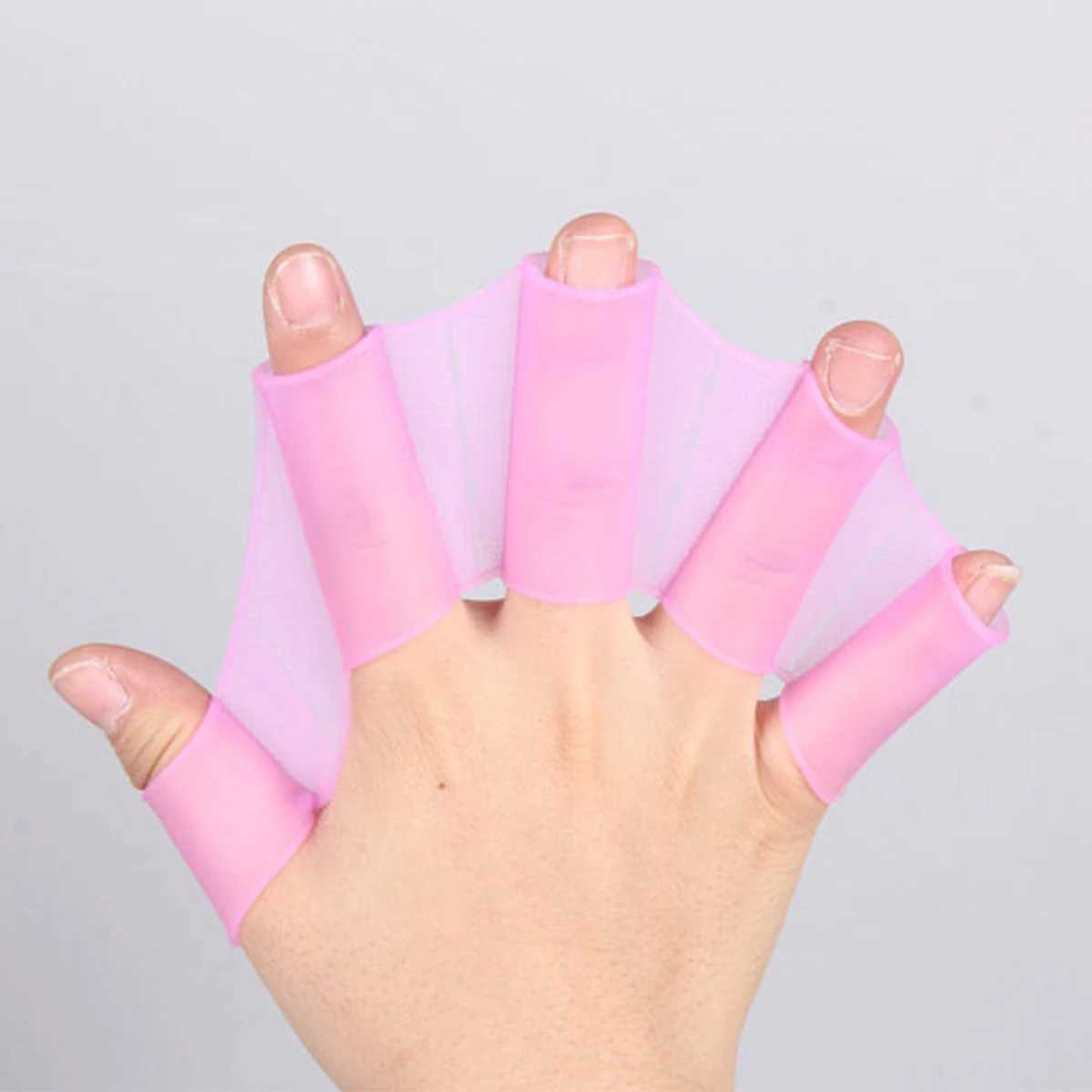 1 pair of neutral frog style silicone hand swimming finger flip finger mesh gloves paddle water sportsY250412