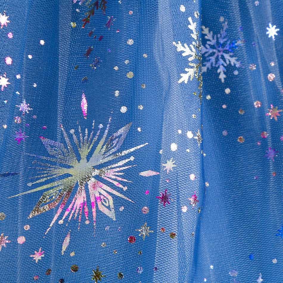 Disney Elsa Princess Girls Dress Snow Queen Role Play Children Halloween Puff Sleeve Dress Winter Girls Christmas SetXJ250411
