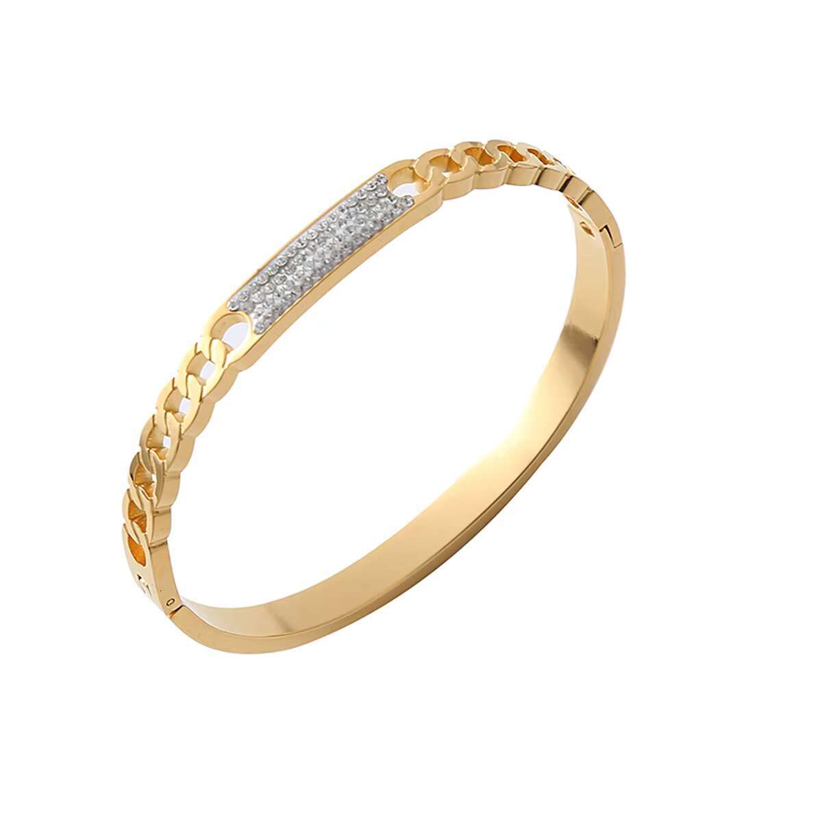 New Design Diamond Watch Bangle Bracelet Stainless Steel Silver Gold Shape Moissanite Bangle Bracelet