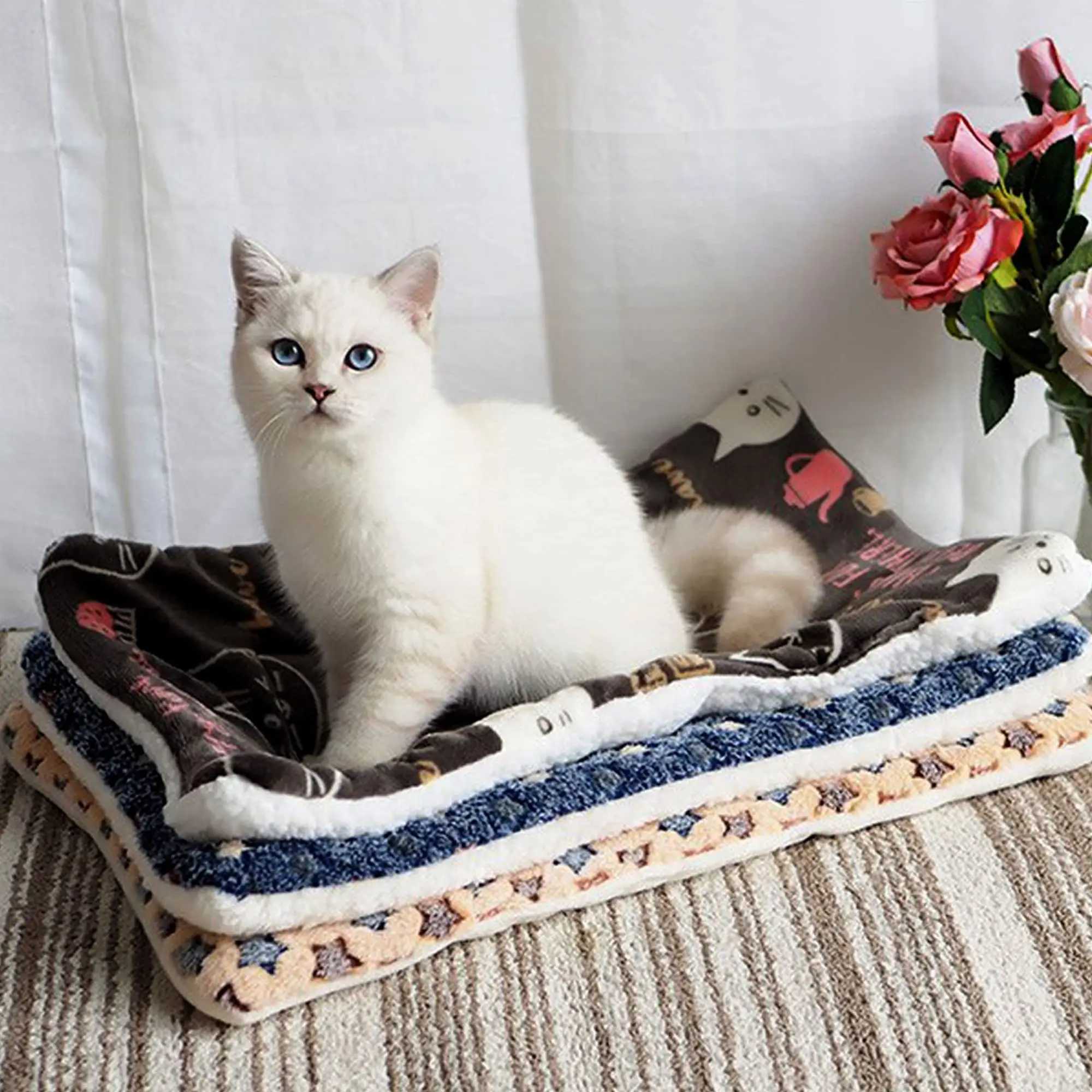 Large size flannel dog bed thick cat bed sleeping pad dog pad felt puppy bed carpet X250412