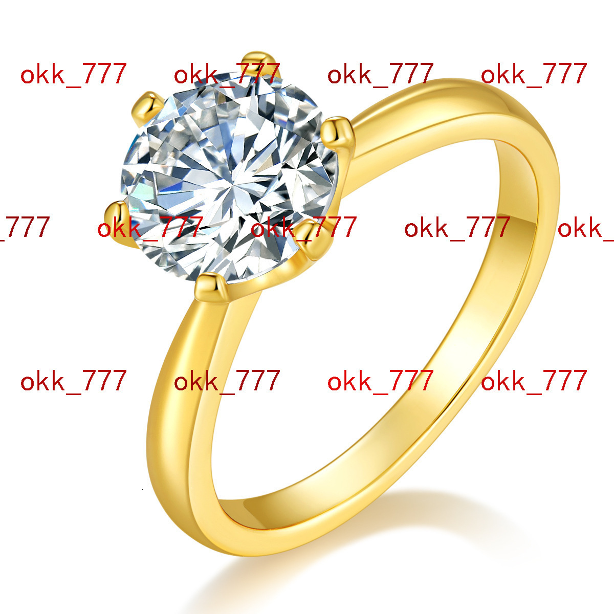 De Classic Six Claw Moissanite Wedding Ring 1ct VVS Moissanite Gold Color Eternal Engagement Ring for Proposal 925 Silver Rings