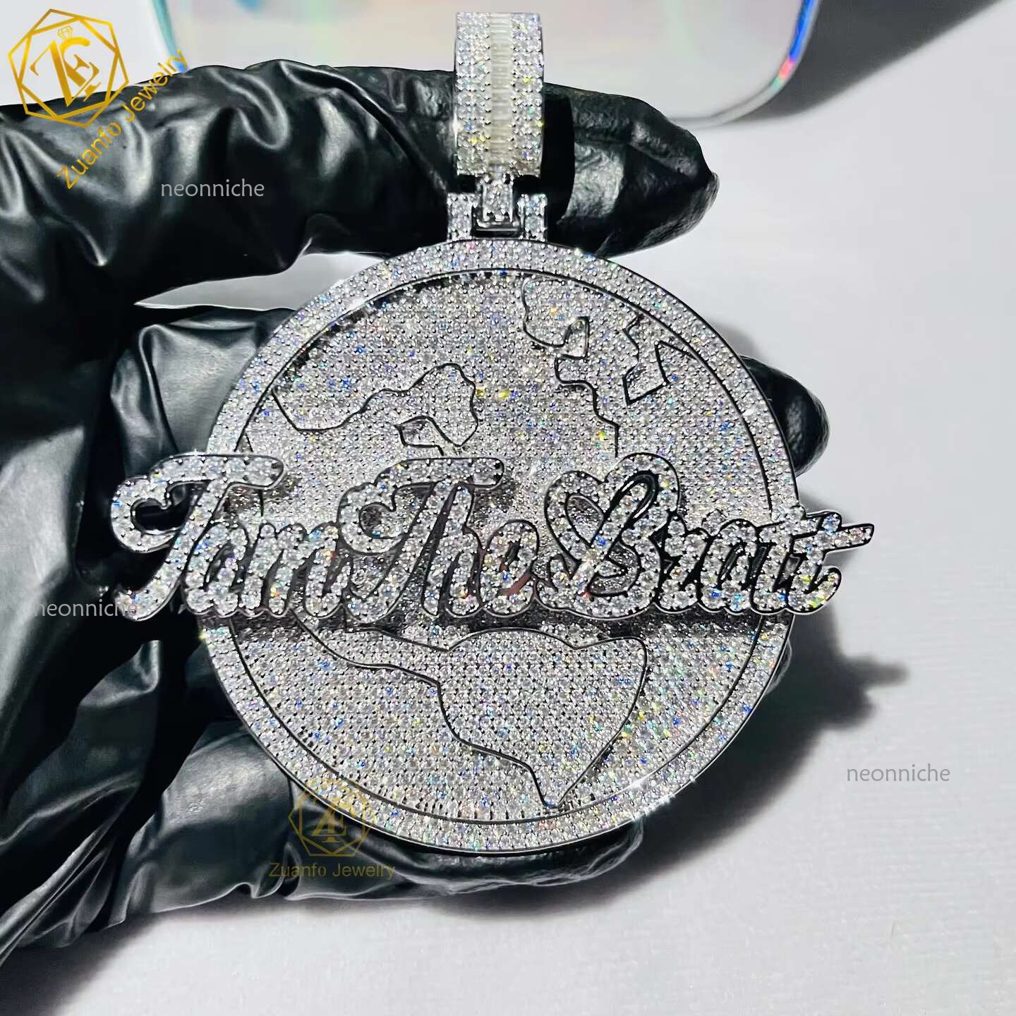 Custom Hip Hop Jewelry Moissanite Dias Necklace Pendant Initial Letter Sier Iced Out Pendants