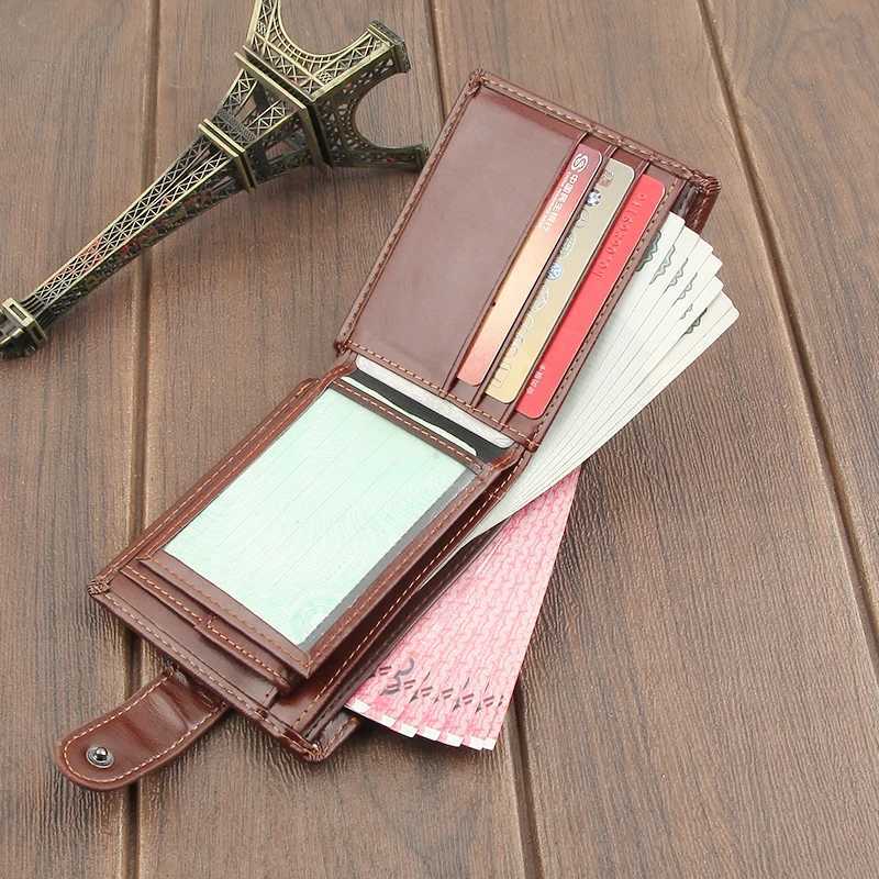 Leather mens wallet coin pocket small wallet mens wallet card holder mens clutch wallet Z250411