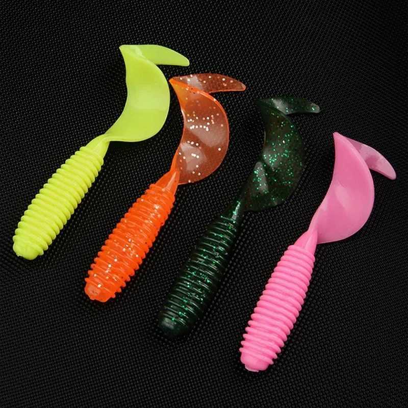 9/10pcs Soft Lures Silicone Bait 50/60/70mm Worm Jigging Wobblers Shrimp Fishy Smell Additive Tackle Bass Carp Artificial Bait Z250411