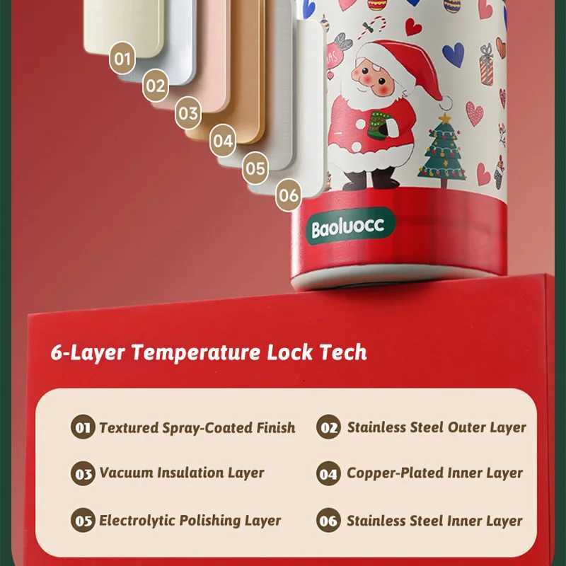 Christmas 550ml Christmas Stainless Steel Thermos Bottle Insulation Thermal Cup Tumbler with Straw Santa Claus Xmas Gift for Girl Friend Y251112