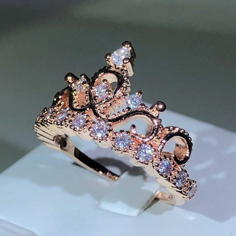 925 Silver Birthstone Crown Womens Fashion Zircon Crystal Prince Jewelry Romantic Womens Birthday Gift Wedding BrideXJ250412