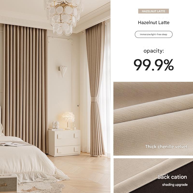 T0391 bedroom curtain full blackout new French chenille living room high-end feeling _ velvet cloth atmosphere