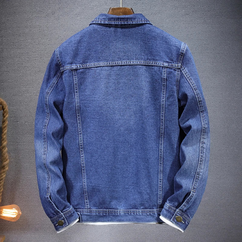 Summer mens solid color denim jacket single chest lapel daily casual jacket 250411