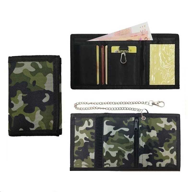 Nylon Trifold casual wallet suitable for men women young and innovative money bags wallets coin ID card clips and s pockets with chains Z250411