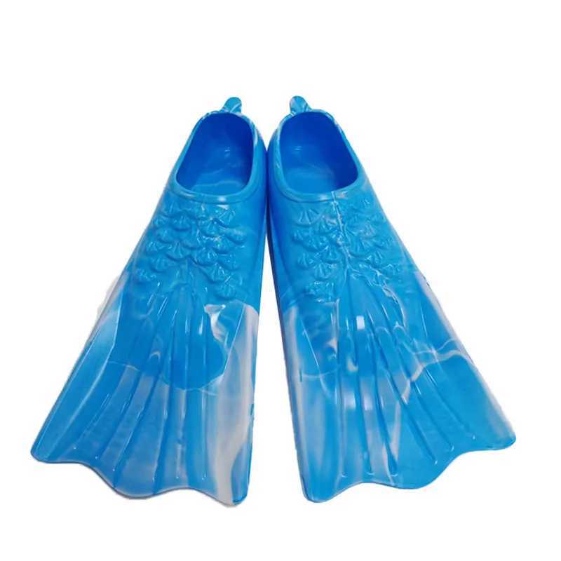 Colorful silicone short fin swimming split mermaid flip cover suitable for adults children light diving equipment and freestyle swimming gearY250412