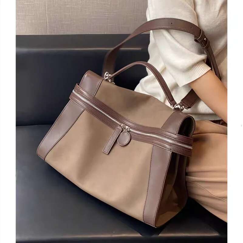 2024 New Fashion And Retro Color Tote Commuter Bag Large-Capacity Casual One-Shouldered Hand-Held Oblique Cross Briefcase