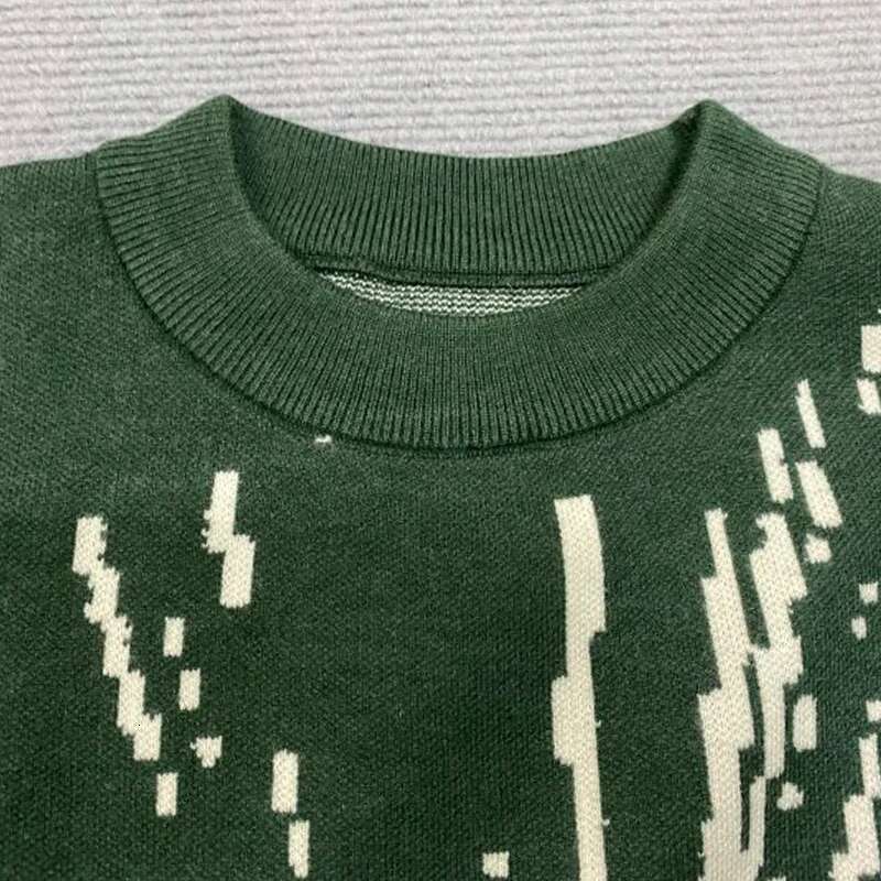 Green Hip Hop Street Gothic Wool Vintage Pullover Knitted For Men And Women Y2k Haruku Punk Style Sweater EMO