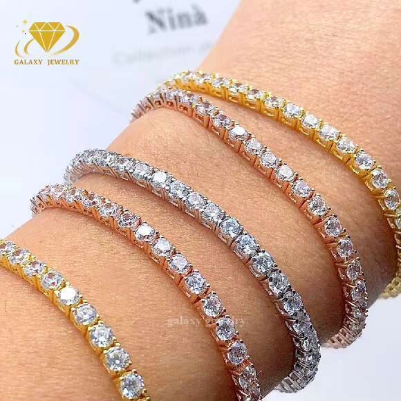 Hot Selling 2-5mm Vvs Moissanite Women Fashion Tennis Bracelet Bangles 925 Sterling Silver Iced Out Diamond Tennis Chain