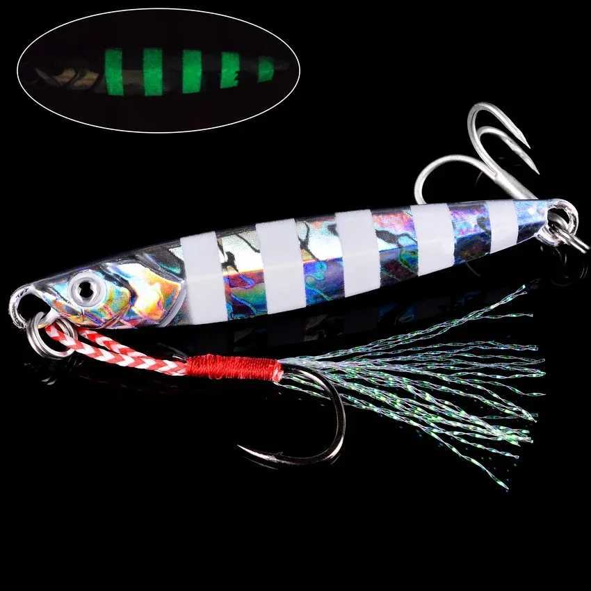 22PCS Glow Jigging Fishing Lures Set 40g 30g 20g 17g 10g 7g Shore Drag Cast Jigging Spoon Fishing Lures Artificial Bait Tackle Z250411