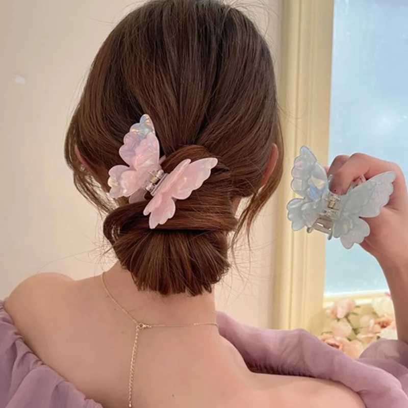 Fairy Butterfly Hair Claw French Retro Acetate Crab Hair Clip Sweet Princess Shark Clip Female Hair Accessories Y2504012