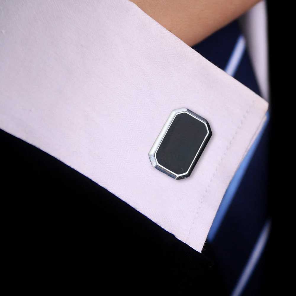 Personalized mens carbon fiber oval cufflinks with whale back buckleT250412