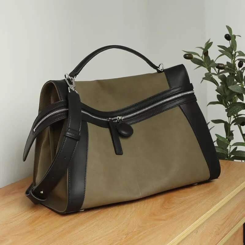 2024 New Fashion And Retro Color Tote Commuter Bag Large-Capacity Casual One-Shouldered Hand-Held Oblique Cross Briefcase