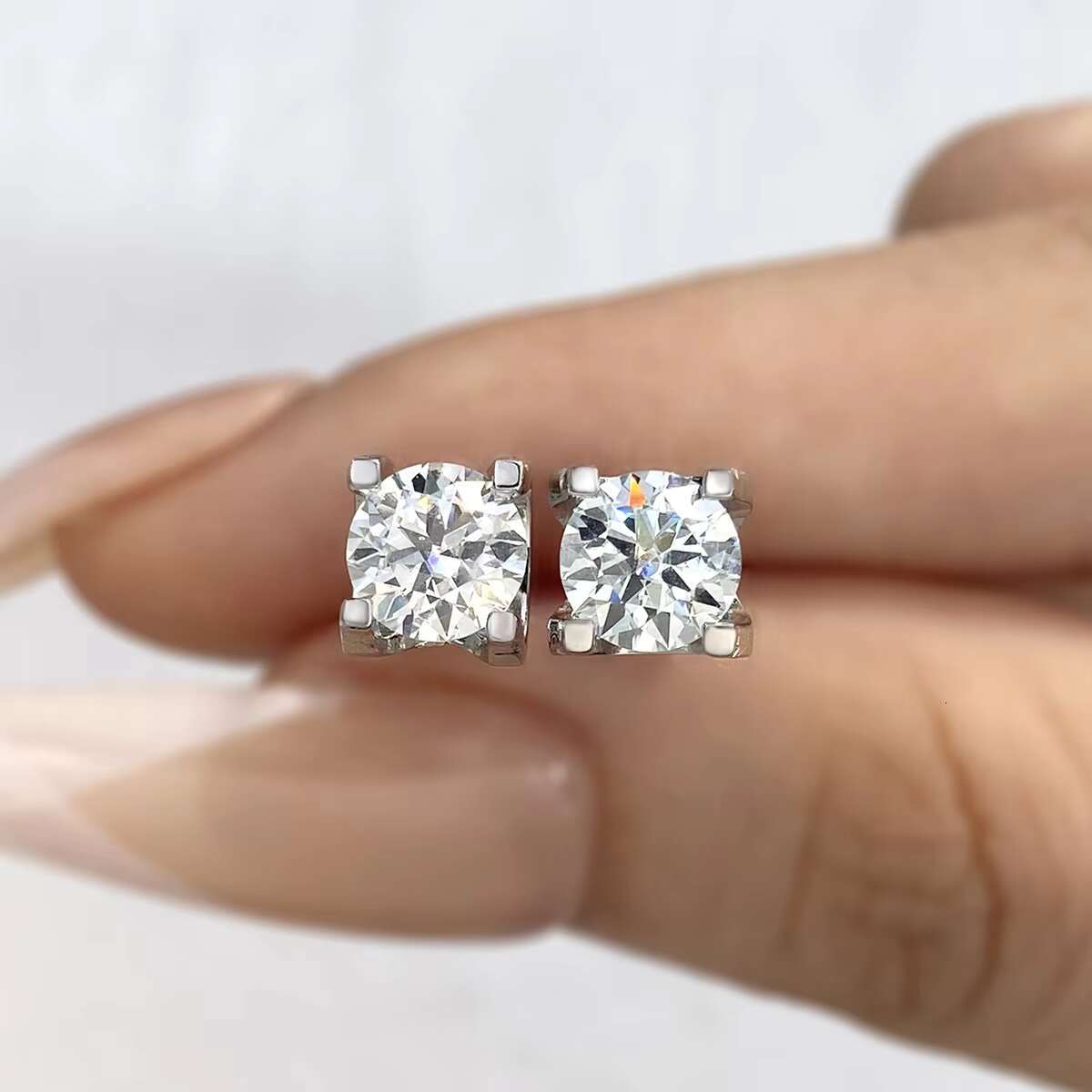 Gra Certified 0.5ct 1ct Round Cut Moissanite Diamond square Stud Earrings for Women 925 Sterling Silver Luxury Jewelry Set