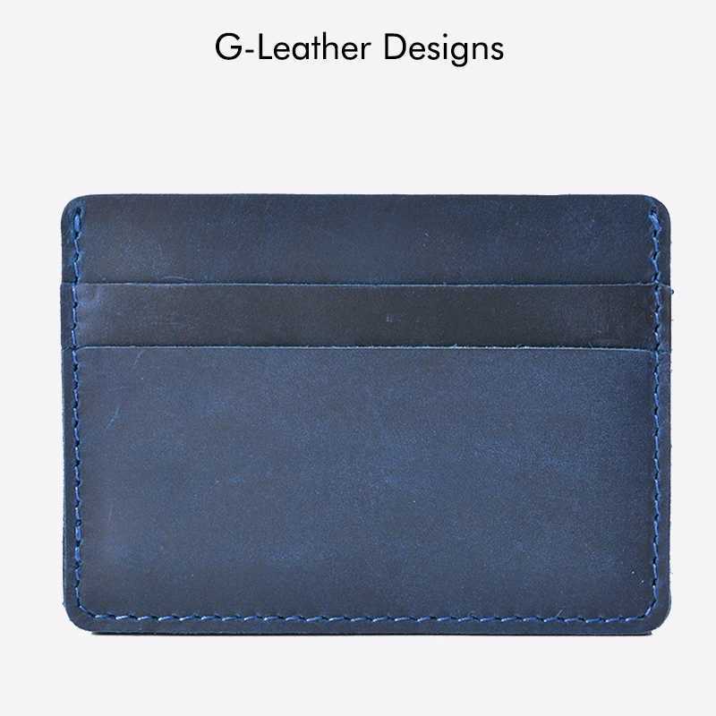 Genuine leather mens card holder vintage Crazy Horse leather business card wallet Z250411
