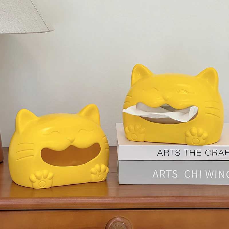 Cute Face Cat Tissue Box Living Ro Coffee Table Decoration Napkins Paper Box Household Tissue Box Y251112