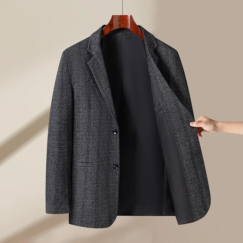 high-quality herringbone wool single chest fashionable handsome lines mens business casual single jacket set 250411