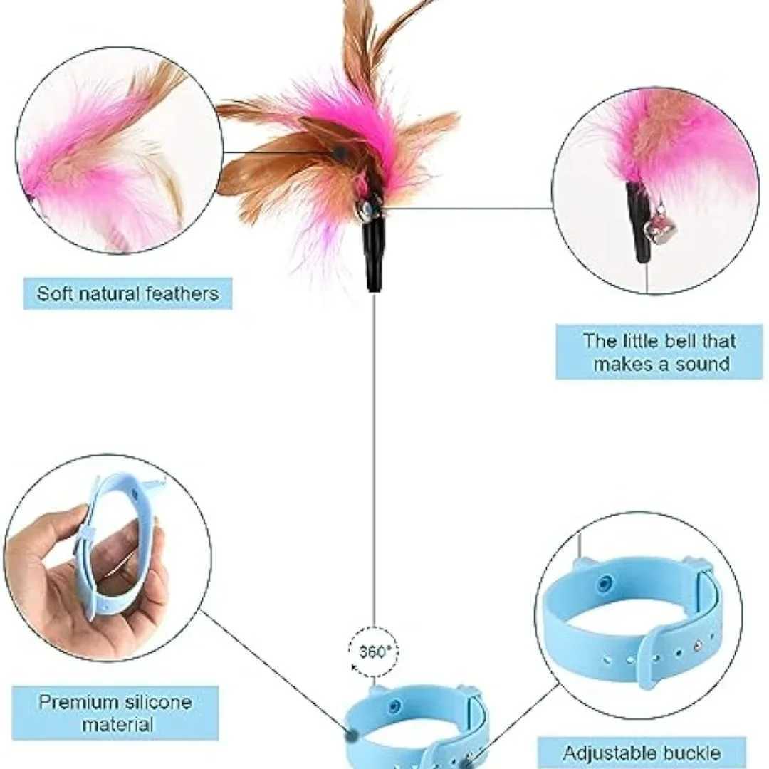 Cat collar toy with bell and interactive teasing toy for cats Y250412