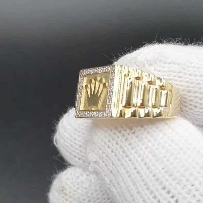European and American retro domination zircon inlaid crown mens ringXJ250412