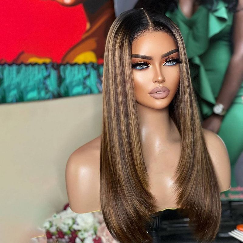 100% Raw Lace Front Natural Human Wigs Unprocessed Brazilian Virgin Cuticle Aligned Hair Highlight 4/27 Glueless Wig