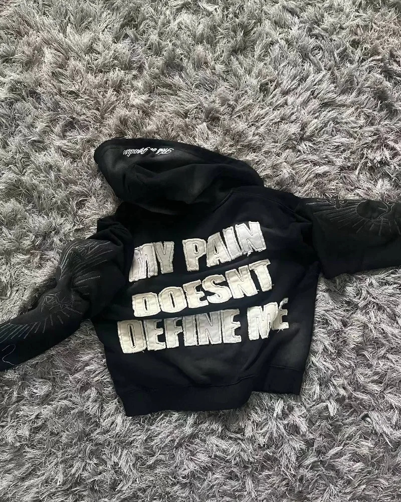 autumn and winter fashion letter patch embroidered sweater mens Y2K street retro casual sports hoodie 250411