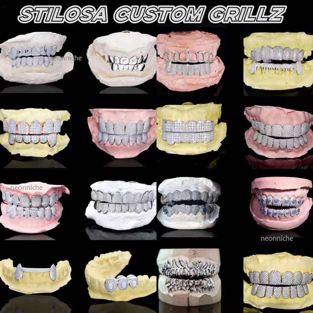 Vvs Blue Moissanite Hip Hop Iced Out Dia 10K 14K Gold Sier Custom Grillz for Teeth