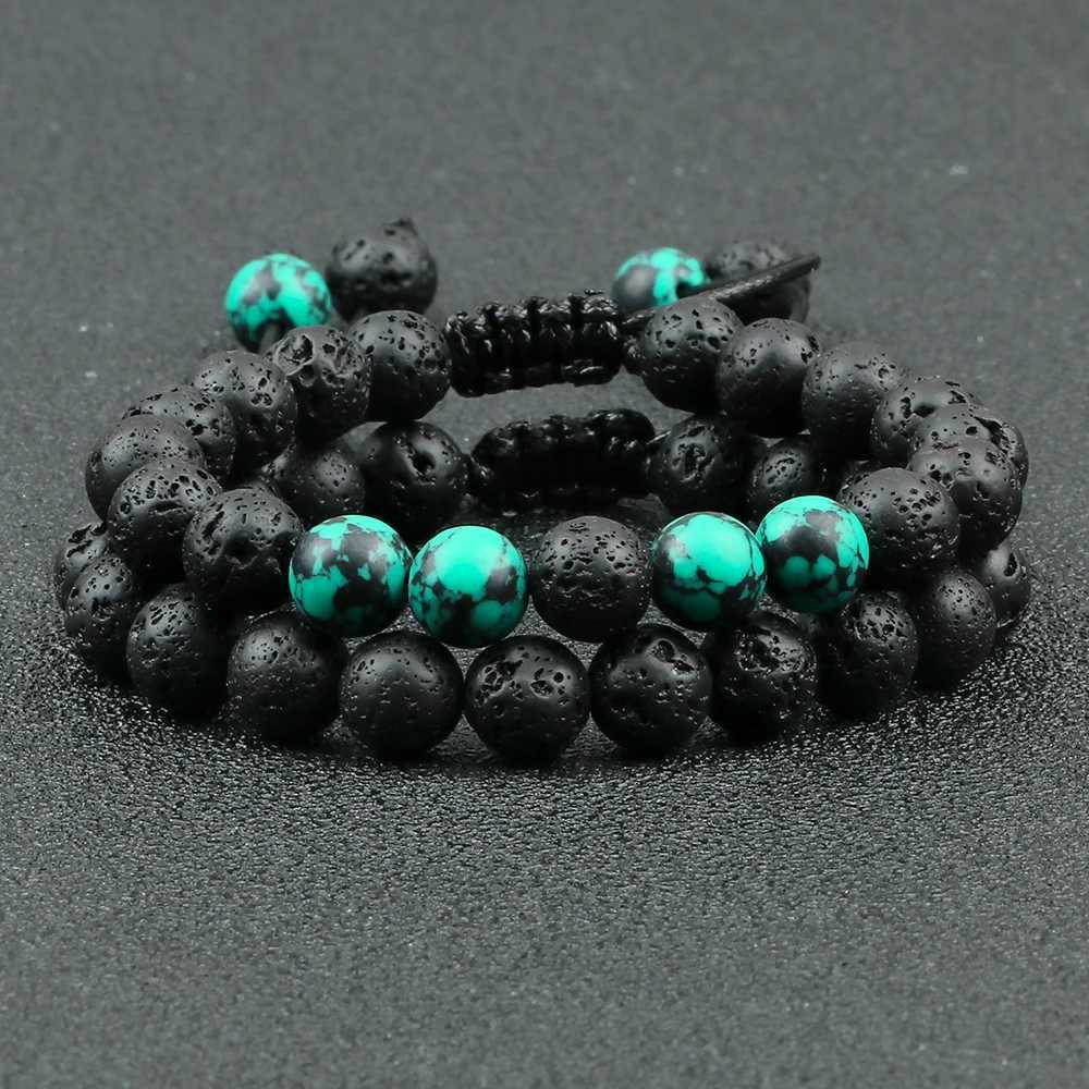2Pcs Adjustable Braided Natural Stone Beads Bracelets Bangles For Couples Women Men Tiger Eye Lava Bracelet Yoga Jewelry PulseraC250411